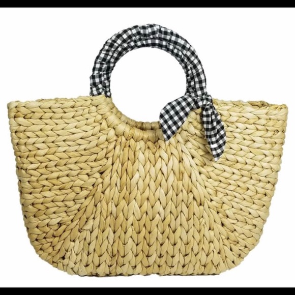 Half moon Woven Straw Tote Bag - Picture 3 of 8